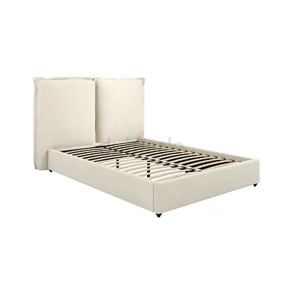 Split pillow headboard queen linen bed