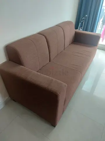 Brown 3-seater fabric sofa, good condition