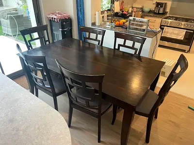 6-Seater Dark Wood Dining Table Set — Solid  Well Maintained