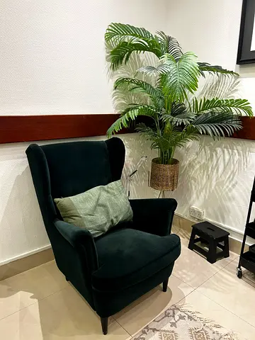 Dark Green Velvet Wingback Armchair - Comfortable Accent Chair