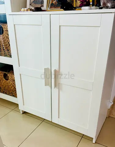 White 2-door Storage Cabinet — Good Condition