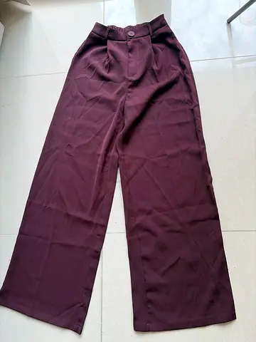 Maroon wide-leg womens trousers