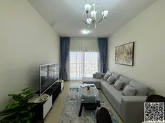 Luxury apartment, brand new, two bedrooms, living room, and balcony for monthly rent. Ajman, Al Yasm