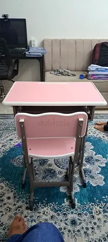 My pink kids study desk and chair set