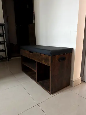 Padded Wooden Entry Bench with Shoe Storage