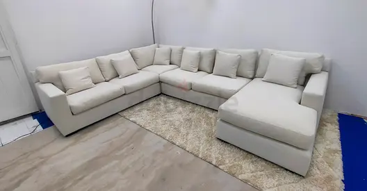 Top Quality crate and barrel beige color axis Ushape sofa