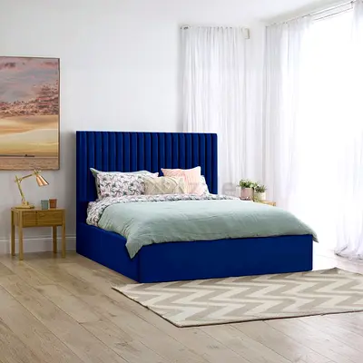 My blue Brand new Queen size bed with medical mattress Queen bed storage for sale