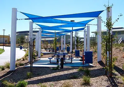 Tensile shade  for pool