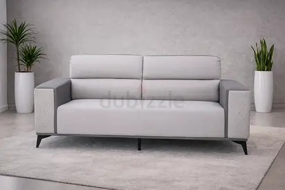 Modern Grey Office Sofa - 3 Seater Leather Office Sofa for Office  Reception Area