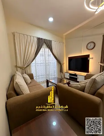 شقه فاخره ثاني ساكن غرفه وصاله مع بلكونه باطلاله مفتوحه. عجمان الجرف 2. مفروش بالكامل للإيجار الشهري✨الإيجار يشمل الفواتير والإنترنت وموقف