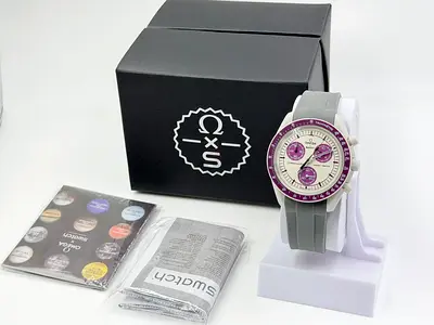 Stylish Swatch Womens Watch with Purple Accents