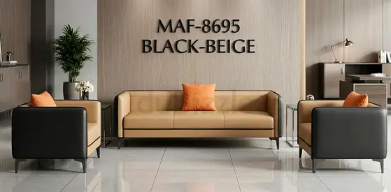 Stylish Black-Beige Sofa Set- ( 3+1 + 1 )