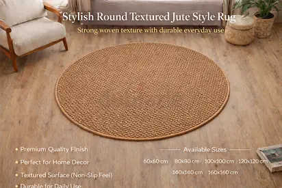 Stylish Round Textured Jute Style Rug