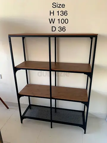Industrial 4-Tier Metal  Wood Shelf - 136 x 100 x 36 cm