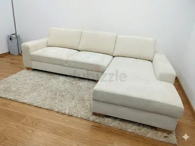 Ikea beige color Sorvallen lshape sofa with chaise lounge storage