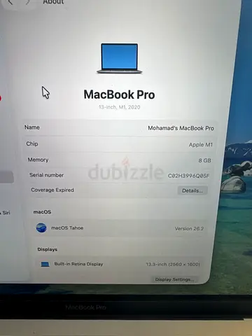 Apple MacBook Pro 2020 - M1 Chip, 8GB RAM / 512GB storage