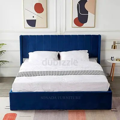 Blue Velvet Brand new Queen size bed storage bed including medical mattress for sale