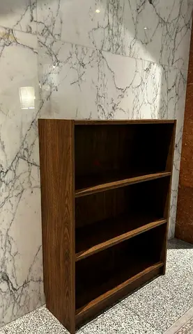 3-Shelf Dark Walnut Bookcase - Solid Wood, Good Condition