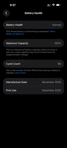 iPhone 17 pro max -japan version 100% battery