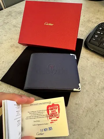 Cartier Must 6CC card wallet in blue calfskin