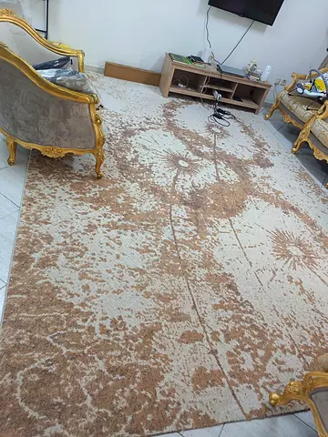 Large beige-brown abstract area rug - 3×4 M