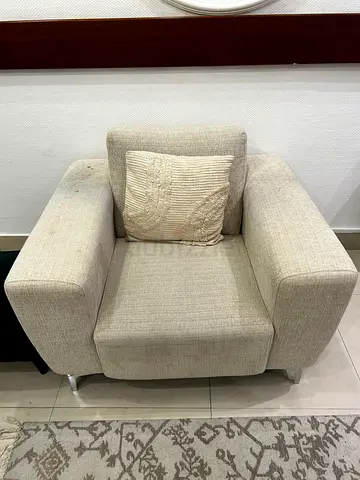 Beige fabric armchair (single) - good condition