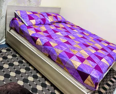 Single Bed Frame with Headboard - Light Wood Finish