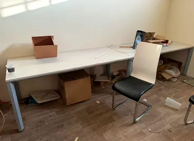 Long White Study / Computer Tables (Set of 2) - Used