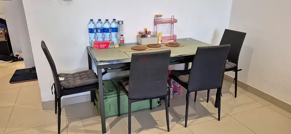 Glass top Dining Table with 4 chairs