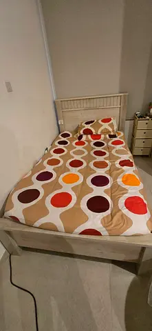 Large sized single bed along with free mattress and free mattress cover for sale