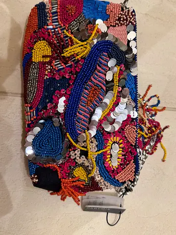 Hand-beaded sequin evening small bag