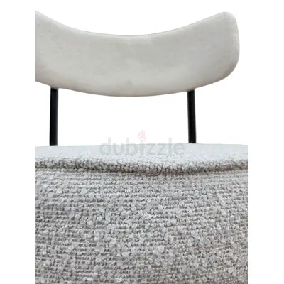 Modern Bouclé Bar Stools with Black Metal Legs – Set of 4