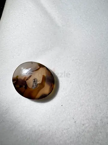 Polished agate cabochon - brown/cream oval stone, yamani aqeeq