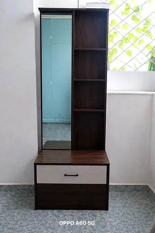 Stylish Wooden Dressing Table with Mirror and Shelves