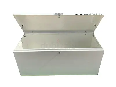 Large Outdoor Storage Dock Box with Hydraulic Lid Support, White, Heavy-Duty Marine Grade