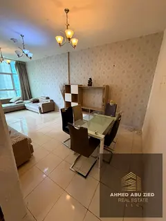 1BR Hall Furnished in Orient Towers | Sea View | Balcony | 2 Bathrooms | Gym &amp; Pool | Free Parki