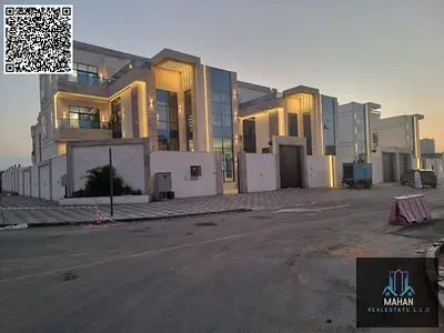 Corner villa with 7 bedrooms, a majlis, 3 living rooms, a swimming pool, and an elevator | Freehold | Price includes registration fees, water, electri