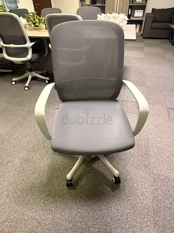 Grey mesh ergonomic office chair — used, good condition