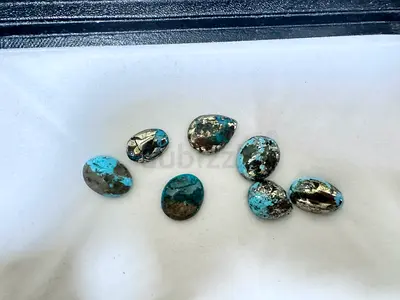 My 7 Loose Turquoise Cabochons (Natural Matrix)