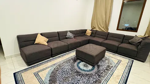 L-shaped Modular Sofa with Ottoman - Dark Gray