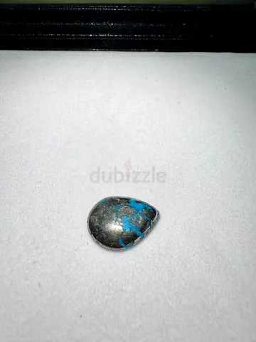 Loose Teardrop Turquoise Cabochon — Blue Matrix Gemstone
