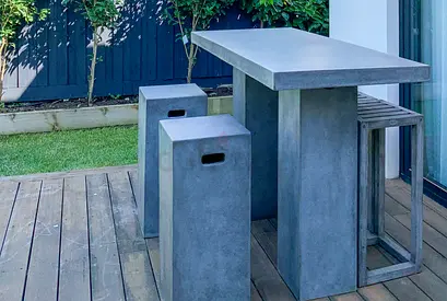 Outdoor Concrete Bar Table with 2 Seats 160 cm in Weathered Cement