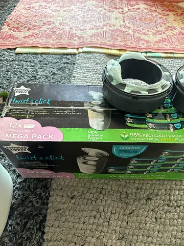 Tommee Tippee Twist and Click Diaper Disposal System - 12 Refill Pack / 2 Extra / 2 bins free