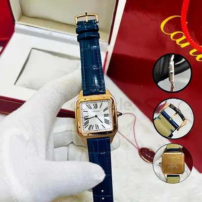 Elegant Cartier Watch with Blue Strap