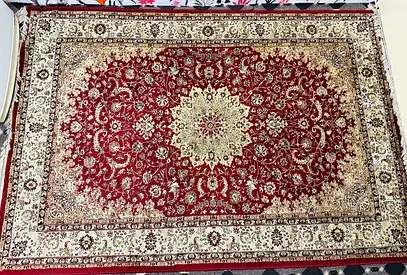Red Persian-style Medallion Rug - Good Used Condition