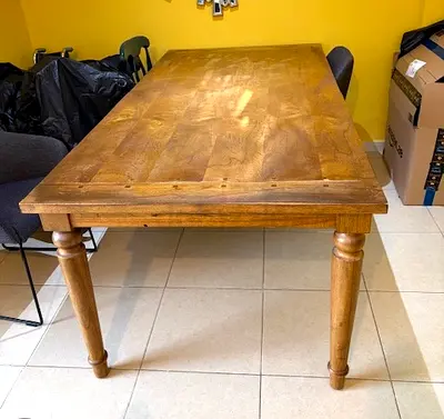 Solid Wood Rustic Style Dining Table From The One, handmade in Indonesia