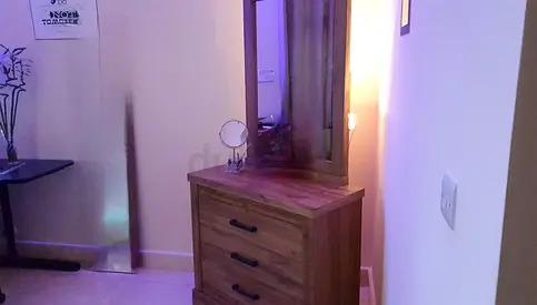 My solid wood 3-drawer dresser with attached mirror (good condition)