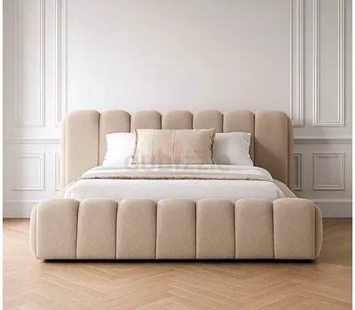 Stylish Modern Bed with Plush Headboard