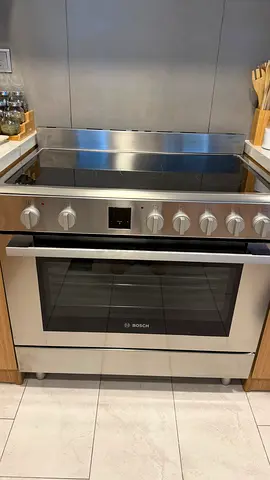 Bosch Series 8, 90X60 cm, 5 High Speed Ceramic Cooking Zones Electric Range Cooker, Stainless Steel
