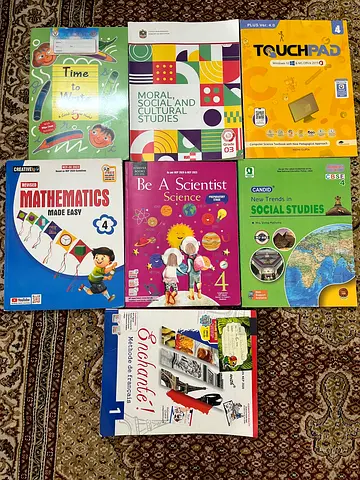 Grade 4 primary school textbook set — Science, Maths, Social Studies, French CBSE